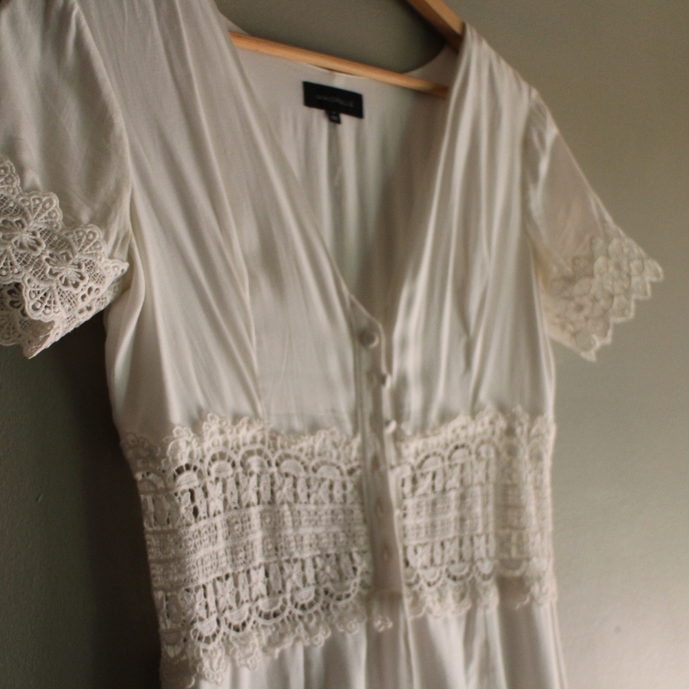 FLASH🌈SALE Lace Crochet White Boho Jumpsuit - Picture 7 of 8